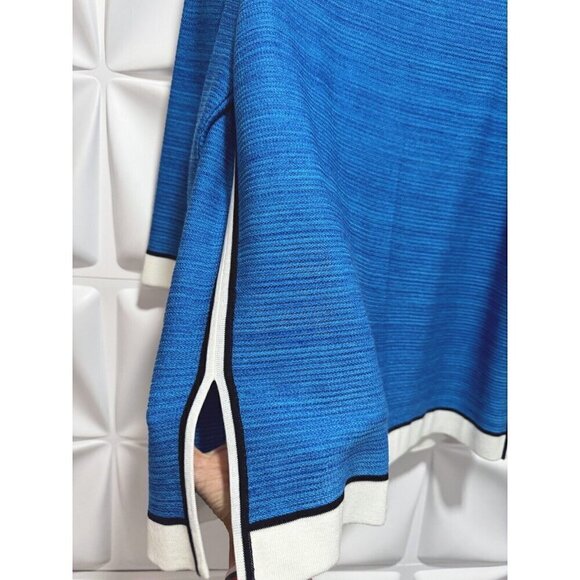 Misook Sz M Blue Knit Sweater Cardigan Jacket Open Front Tunic Womens - Picture 4 of 7